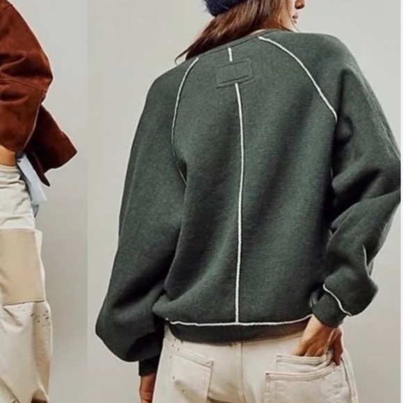 Free People We The Free Midnight Pullover Sweatshirt Pine Dark Green Size Small - Picture 11 of 11